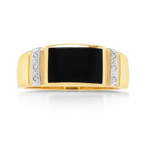 <p>Onyx and Diamond Gold Ring</p>